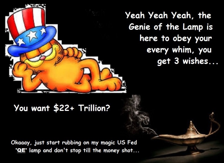 Magic Genie Garfield 3 WISHES ~ Magic US Fed Bottle ~ 22 Trillion